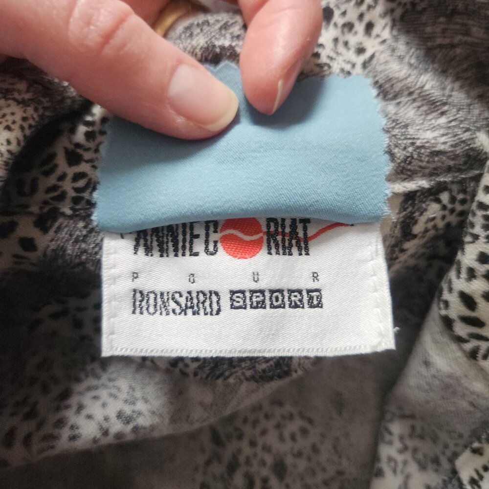 Vintage Literal Leopard Print Wool Blend Standing Collar Blouse - Picture 7 of 11